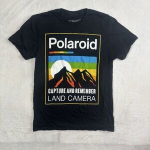 Polaroid Land Camera Picture Black Short Sleeve Graphic Shirt Men's Small‎